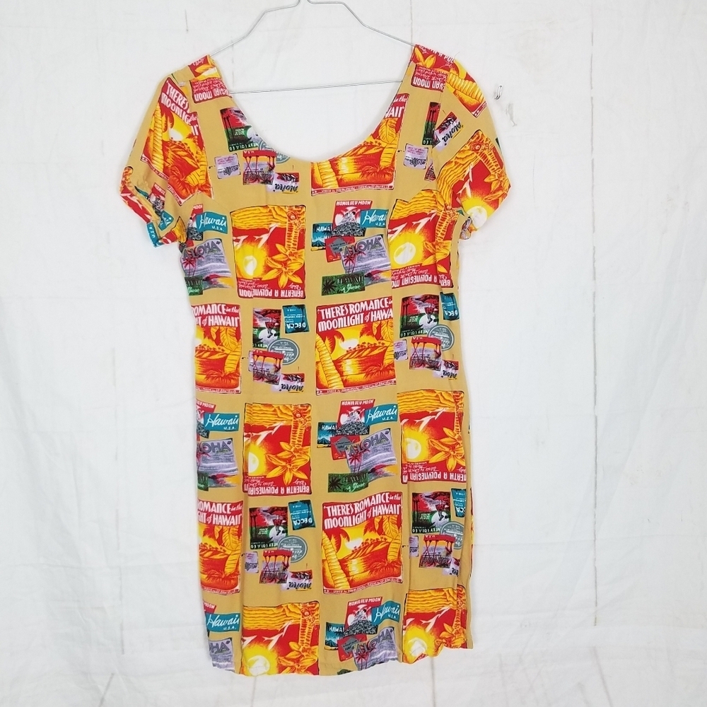 Pineapple moon Hawaii post stamp mini dress